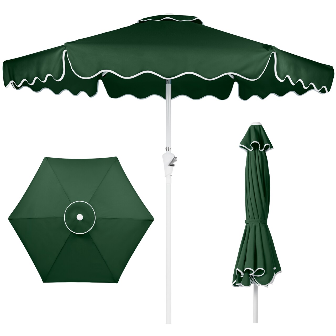 Best Choice Products 7.5ft Patio Market Umbrella with Wavy Trim, Fade-Resistant, Crank & Tilt, Wind Vent